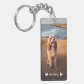 Modern Cute Hearts Personalized Two Photo | White Keychain (Front Left)