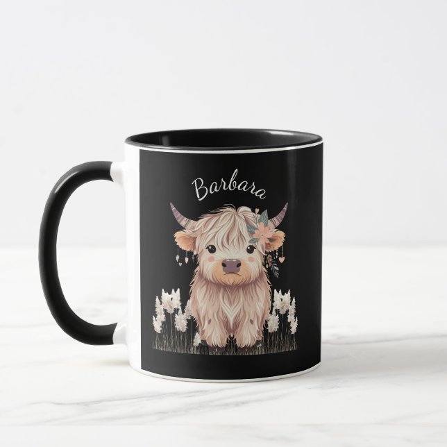 Modern Cute Highland Cow Mug (Left)