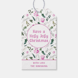 Modern Cute Holly Christmas   Gift Tags
