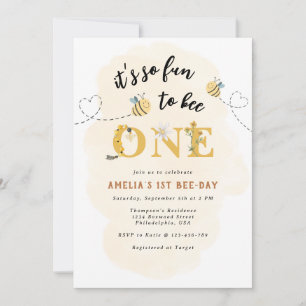 Modern Cute It’s so fun to bee one first birthday Invitation