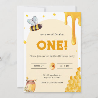 Modern Cute It’s so sweet to bee first birthday Invitation