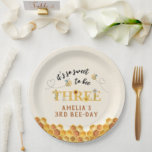 Modern Cute It’s so sweet to bee third birthday Paper Plate<br><div class="desc">Modern cute it’s so sweet to bee third birthday Paper Plates</div>