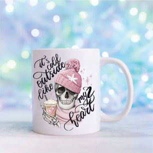 Modern Cute It's Cold Outside Like My Heart Girly  Two-Tone Coffee Mug