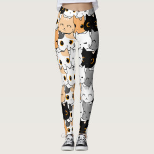 Modern Cute Kawaii Cats Pattern Leggings