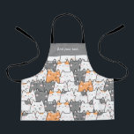 Modern Cute Kawaii Funny Cats Pattern Apron<br><div class="desc">Design is composed of modern kawaii funny cute cats pattern. Add your custom message.</div>