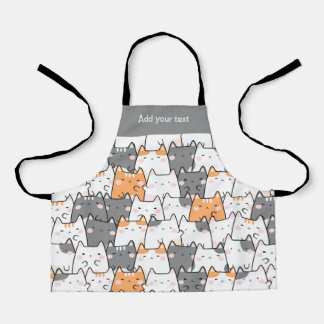 Modern Cute Kawaii Funny Cats Pattern Apron