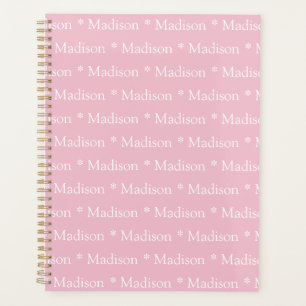 Modern cute light pink custom name pattern planner