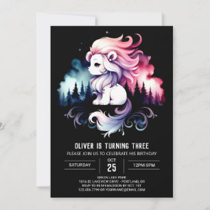 Modern Cute Lion Birthday Invitation