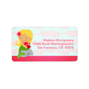 Modern Cute Mermaid Pink Label