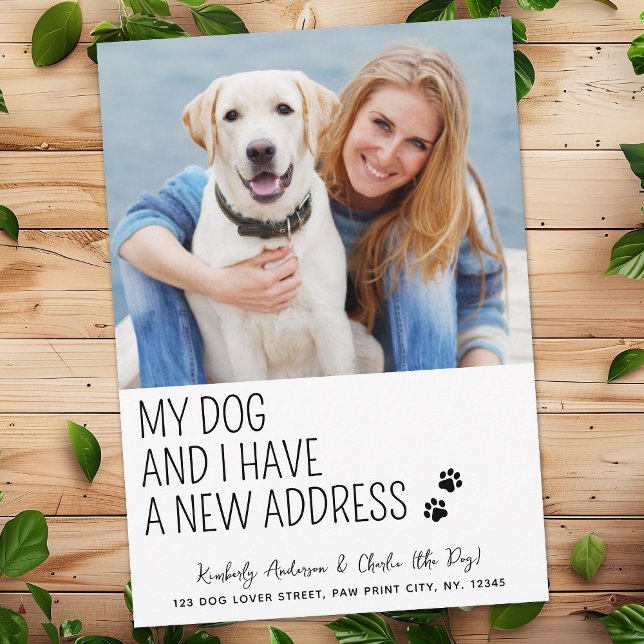 Modern Cute New Address Custom Photo Dog Moving Announcement (Creator Uploaded)