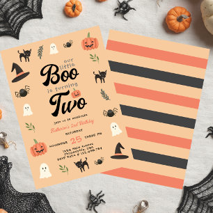 Modern Cute Our Little Boo Halloween 2nd Birthday Invitation