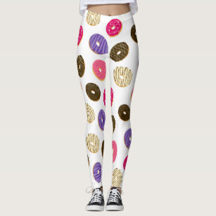 Modern cute pastel hand drawn doughnuts pattern leggings