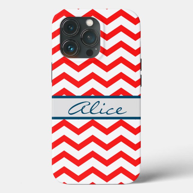 Modern cute pattern monogrammed script red white Case-Mate iPhone case (Back)