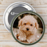 Modern Cute Paws Family Pet Photo 2 Inch Round Button<br><div class="desc">This simple and classic design is composed of sans serif typography and add a custom photo of your pet.</div>