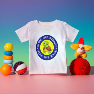 Modern Cute Personalized Baby Tortoise Blue Yellow T-Shirt