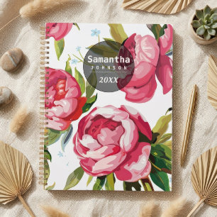 Modern Cute Pink Floral Personalized Name Planner