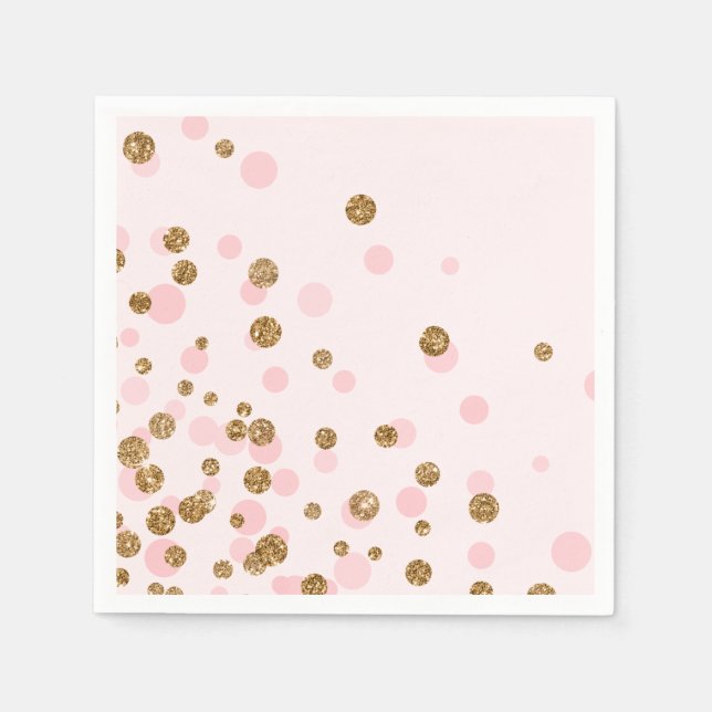 Modern Cute Pink Gold Glitter Birthday Party Napkin (Front)