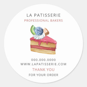 Modern Cute Pink Pastry Bakery Box Seals