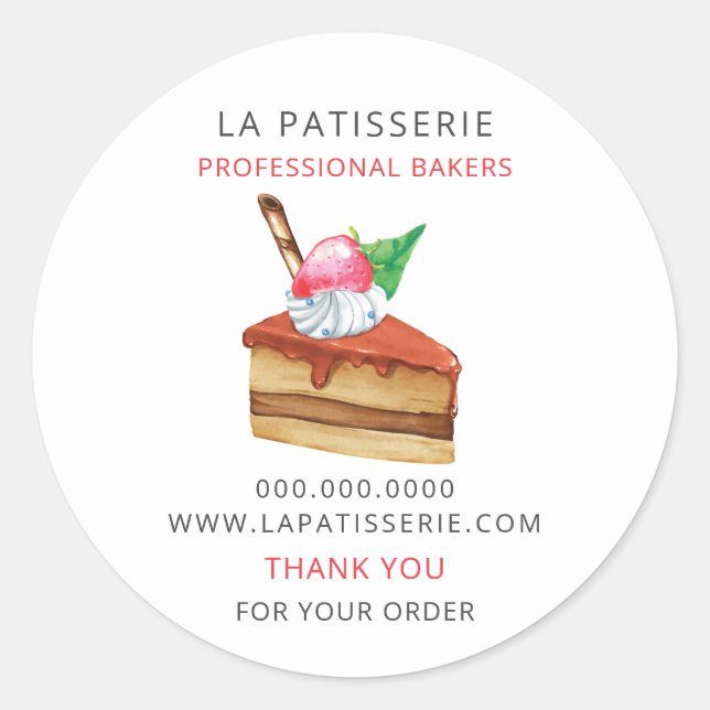 Modern Cute Pink Pastry Bakery Box Seals (Front)