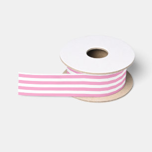 Modern Cute Pink Stripes Holiday Satin Ribbon
