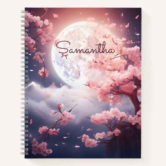 Modern Cute pink watercolor floral Personalized  Notebook (Front)