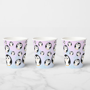 Modern cute Rainbow penguin gradient pattern Paper Cups