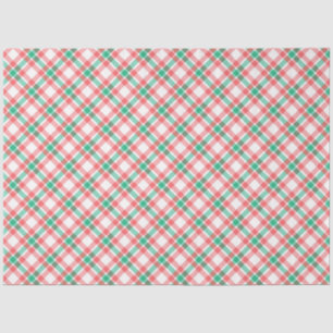 Modern Cute Red and Green Plaid Glitter Christmas Tissue Paper