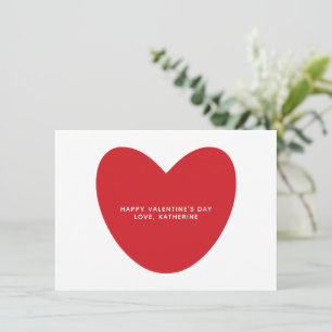 Modern cute red heart custom text Valentine's Day Card