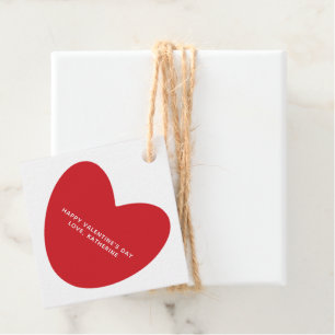 Modern cute red heart personalized Valentine's Day Favour Tags