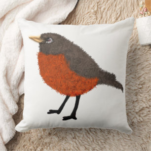 Modern cute robin Throw Pillow