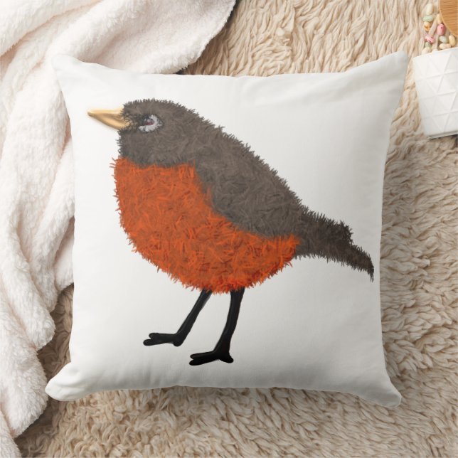 Modern cute robin Throw Pillow (Blanket)