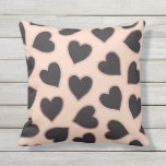Modern Cute Rose Gold Black Hearts Pattern Blush Outdoor Pillow<br><div class="desc">This modern and cute romantic design is a great choice for your everyday style or for around Valentine's Day. It's a beautiful and elegant design comprised of faux printed rose gold outline black hearts on top of a simple black background. ***IMPORTANT DESIGN NOTE: For any custom design request such as...</div>