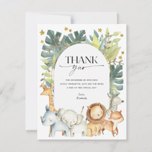 Modern cute safari baby shower thank you card