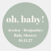 Modern Cute Sage Green Baby Shower Custom Name