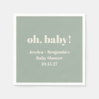 Modern Cute Sage Green Baby Shower Custom Name