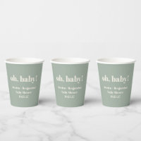 Modern Cute Sage Green Baby Shower Custom Name