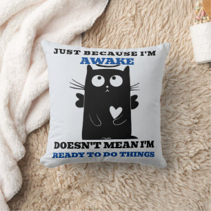 Modern Cute Saint Black Cat Throw Pillow