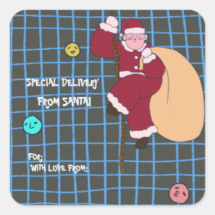 Modern Cute Santa Christmas Square Sticker