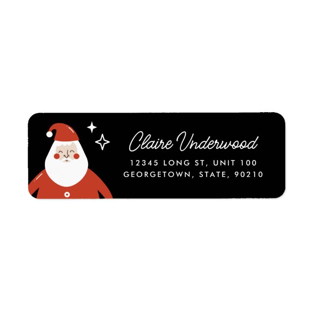 Modern Cute Santa Claus Return Address Label (Front)