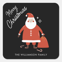 Modern Cute Santa Claus Square Sticker