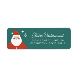 Modern Cute Santa Claus Teal Green Return Address
