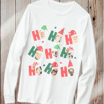 Modern Cute Santa Hats Nine Family Photos T-Shirt<br><div class="desc">This simple and modern design is composed of playful script typography.</div>