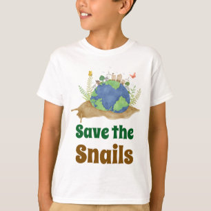 Modern Cute Save the Snails Earth Day T-Shirt