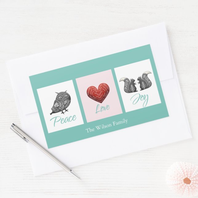 Modern cute scandinavian peace love joy Christmas Sticker (Envelope)