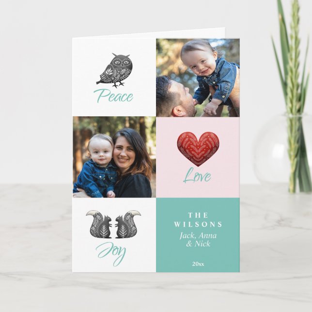 Modern Cute Scandinavian Photo Christmas Holiday Card (Front)