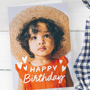 Modern Cute Simple Custom Photo Birthday Greeting Card