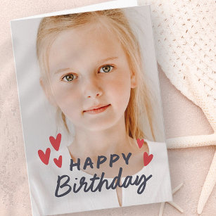 Modern Cute Simple Custom Photo Birthday Greeting Card