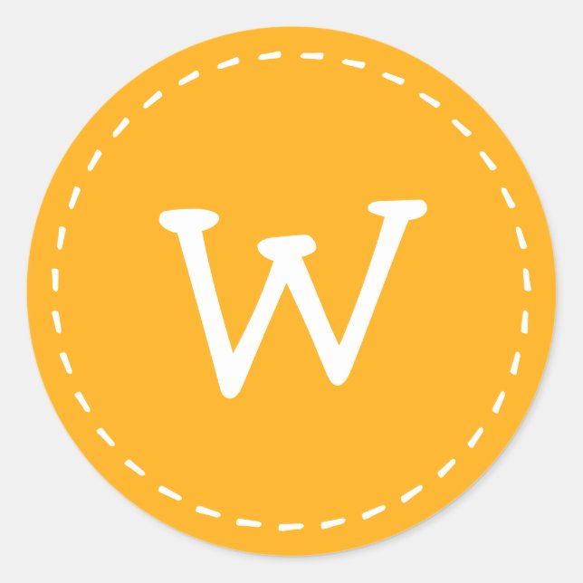 Modern Cute Simple Stitch Custom Monogram Classic Round Sticker (Front)