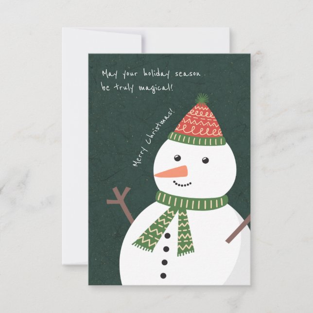 Modern Cute Simple Xmas Snowman Holiday Custom Card (Front)