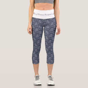 Modern Cute Snowman Custom Merry Christmas Gift Capri Leggings